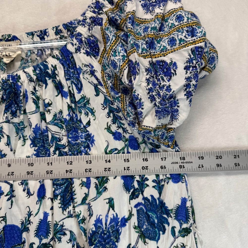 Artelier Nicole Miller Dress Floral Print Ruffle Hem Boho Peasant Medium - Picture 2 of 9